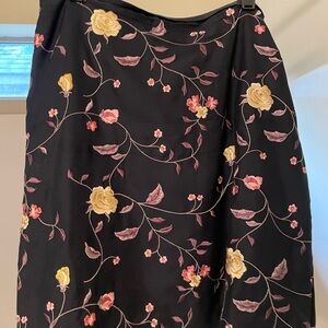 Floral Embroidered Black Skirt